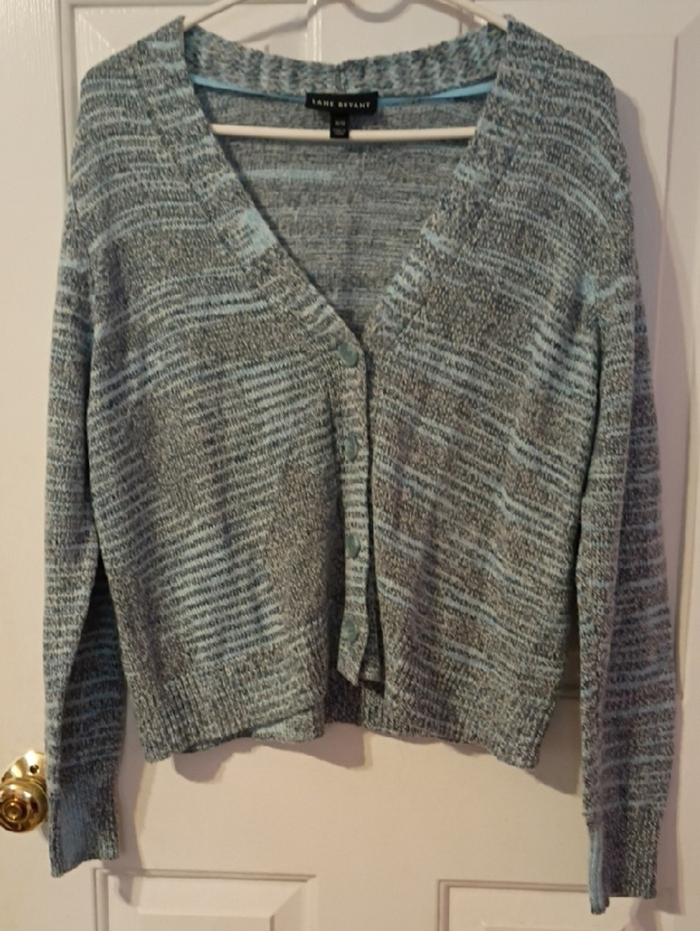 Lane Bryant Women's Light Blue Gray Knit Cardigan Sweatera